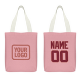 Custom Light Pink Crimson Red Canvas Tote Bag