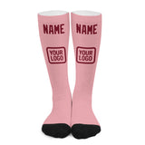 Custom Light Pink Crimson Red Knee-High Sock