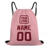 Custom Light Pink Crimson Red Drawstring Bag