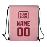 Custom Light Pink Crimson Red Drawstring Bag