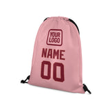 Custom Light Pink Crimson Red Drawstring Bag