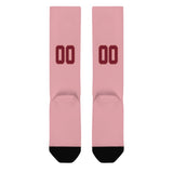 Custom Light Pink Crimson Red Knee-High Sock