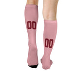 Custom Light Pink Crimson Red Knee-High Sock