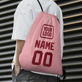 Custom Light Pink Crimson Red Drawstring Bag