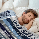 Blanket for Son Gifts, “God Says You Are Unique Special Lovely Precious Strong Chosen”, From Mom Dad, Birthday Christmas, Inspirational