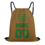 Custom Khaki Emerald Green Drawstring Bag