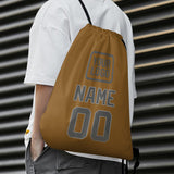 Custom Khaki Dark Grey Drawstring Bag