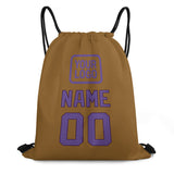 Custom Khaki Light Purple Drawstring Bag