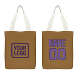 Custom Khaki Light Purple Canvas Tote Bag
