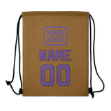 Custom Khaki Light Purple Drawstring Bag
