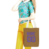 Custom Khaki Light Purple Canvas Tote Bag