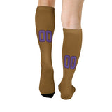 Custom Khaki Light Purple Knee-High Sock