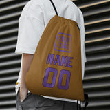 Custom Khaki Light Purple Drawstring Bag