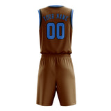 Custom Khaki Light Blue Basketball Set