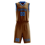 Custom Khaki Light Blue Basketball Set