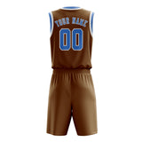Custom Khaki Light Blue Basketball Set