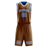 Custom Khaki Light Blue Basketball Set