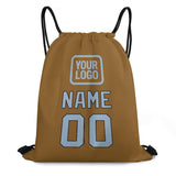 Custom Khaki Light Blue Drawstring Bag