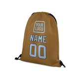 Custom Khaki Light Blue Drawstring Bag