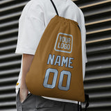 Custom Khaki Light Blue Drawstring Bag