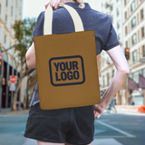 Custom Khaki Light Blue Canvas Tote Bag
