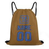Custom Khaki Sky Blue Drawstring Bag