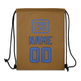 Custom Khaki Sky Blue Drawstring Bag