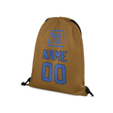 Custom Khaki Sky Blue Drawstring Bag