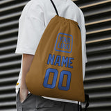 Custom Khaki Sky Blue Drawstring Bag