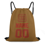 Custom Khaki Coral Red Drawstring Bag