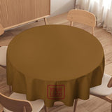 Custom Khaki Coral Red Round Table Cloth