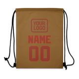 Custom Khaki Coral Red Drawstring Bag