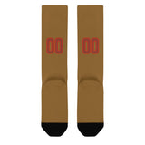 Custom Khaki Coral Red Knee-High Sock