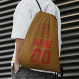Custom Khaki Coral Red Drawstring Bag