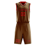 Custom Khaki Orange Red Basketball Set