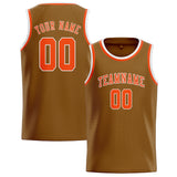 Custom Khaki & Orange Red Colors Design Sports Basketball Jersey