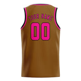 Custom Khaki & Pink Colors Design Sports Basketball Jersey