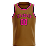 Custom Khaki & Pink Colors Design Sports Basketball Jersey