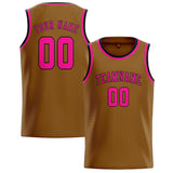 Custom Khaki & Pink Colors Design Sports Basketball Jersey