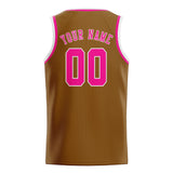 Custom Khaki & Pink Colors Design Sports Basketball Jersey