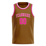 Custom Khaki & Pink Colors Design Sports Basketball Jersey