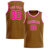 Custom Khaki & Pink Colors Design Sports Basketball Jersey