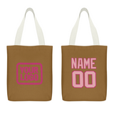 Custom Khaki Light Pink Canvas Tote Bag