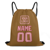 Custom Khaki Light Pink Drawstring Bag