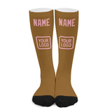 Custom Khaki Light Pink Knee-High Sock