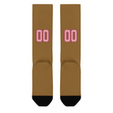Custom Khaki Light Pink Knee-High Sock