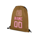 Custom Khaki Light Pink Drawstring Bag