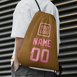 Custom Khaki Light Pink Drawstring Bag