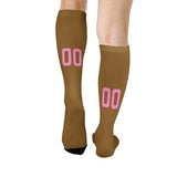 Custom Khaki Light Pink Knee-High Sock