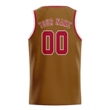 Custom Khaki & Red Colors Design Sports Basketball Jersey